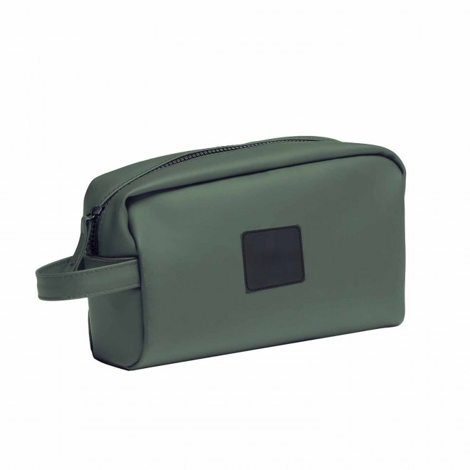 TROUSSE DE TOILETTE PERSONNALISABLE EN PU 'SIMON' - kaki