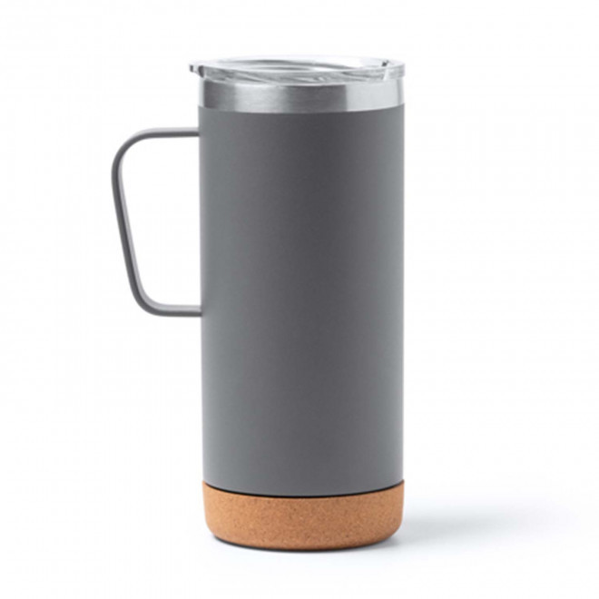 MUG ISOTHERME RECYCLE PERSONNALISABLE 'MAFLOW POIGNEE COLOR' - gris