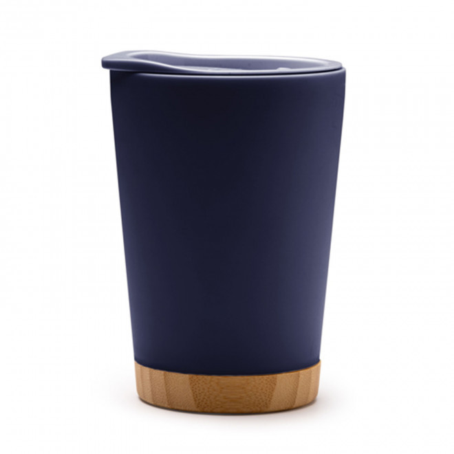 MUG ISOTHERME BAMBOU 290ML PERSONNALISABLE 'SAPIA RECYCLE' - bleu marine
