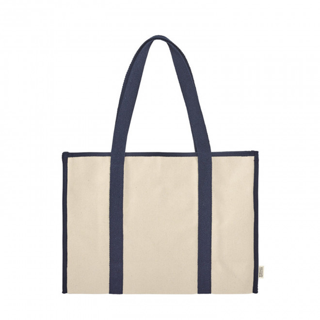 SAC ZIPPE XXL COTON RECYCLE PERSONNALISE 'KENSINGTON' - bleu