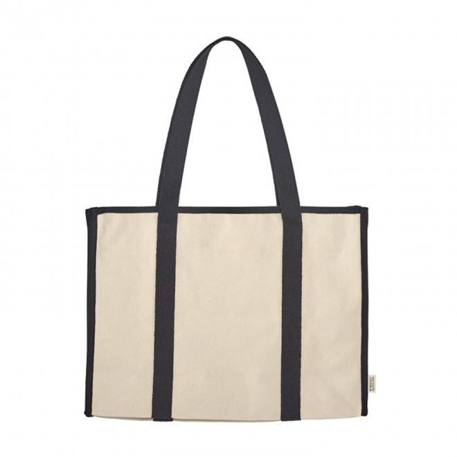 SAC ZIPPE XXL COTON RECYCLE PERSONNALISE 'KENSINGTON' - noir