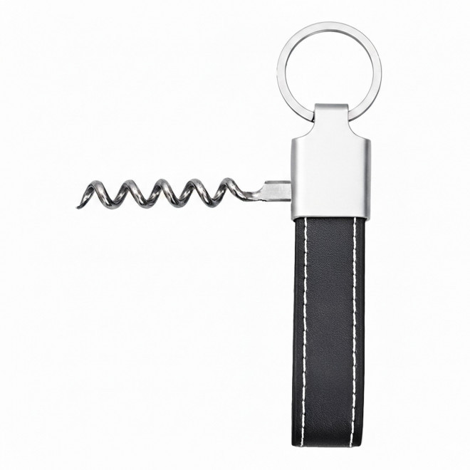 PORTE CLES TIRE BOUCHON EN PU PERSONNALISE 'POTI VIN' - noir