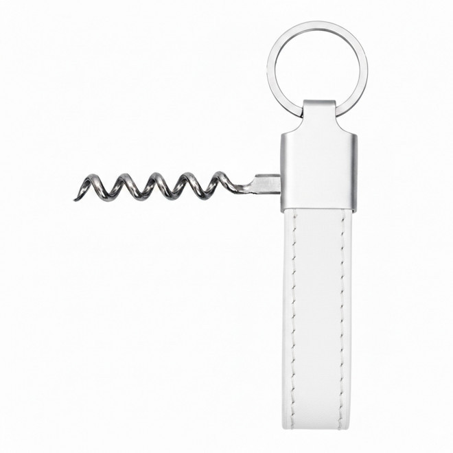 PORTE CLES TIRE BOUCHON EN PU PERSONNALISE 'POTI VIN' - blanc