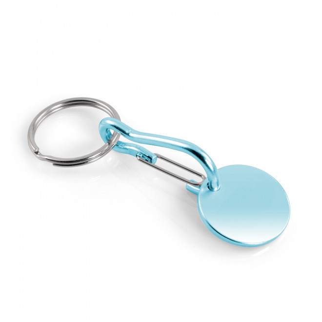 PORTE CLES JETON ALU PERSONNALISABLE 'SEGNA MOUSQUETON' - bleu clair
