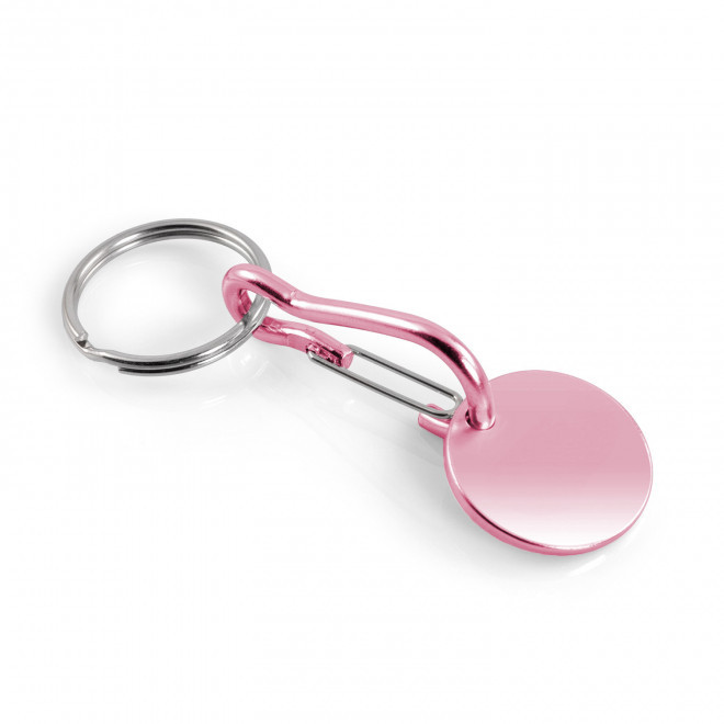 PORTE CLES JETON ALU PERSONNALISABLE 'SEGNA MOUSQUETON' - rose