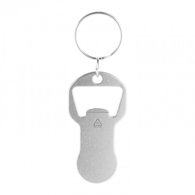PORTE-CLES PERSONNALISABLE EN ALU RECYCLE JETON 'PLAKI' - argente
