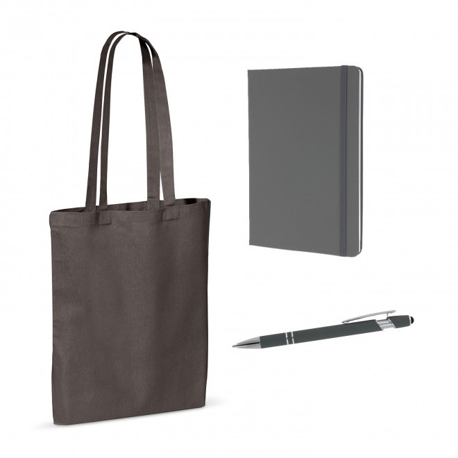 SET SAC CARNET ET STYLO PERSONNALISABLE 'BUSY' - gris