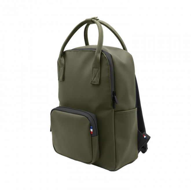SAC A DOS PERSONNALISABLE EN PU ORIGINE FRANCE 'ANTHONY' - vert kaki