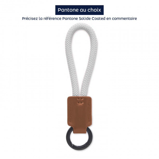 PORTE CLE CORDE ET PU PERSONNALISABLE 'KALOU PU' - brun