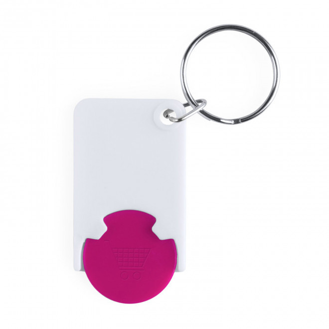 PORTE-CLÉS PUBLICITAIRE JETON 'TOKEN' - fuchsia