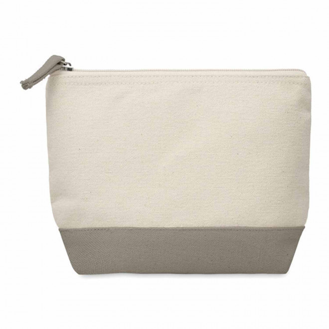 TROUSSE DE TOILETTE PUBLICITAIRE EN COTON BICOLORE 'MELLY' - gris
