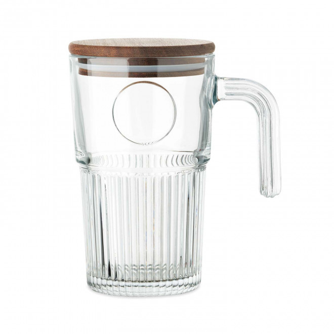 MUG VERRE NERVUREE 450ML PERSONNALISABLE 'VIVIANE' - transparent