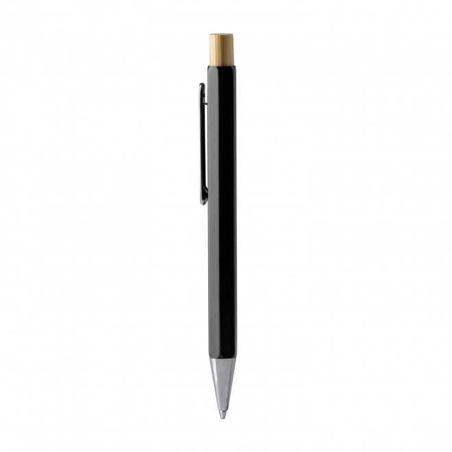 STYLO HEXAGONAL  EN METAL ET BAMBOU PUBLICITAIRE 'CONI' - noir