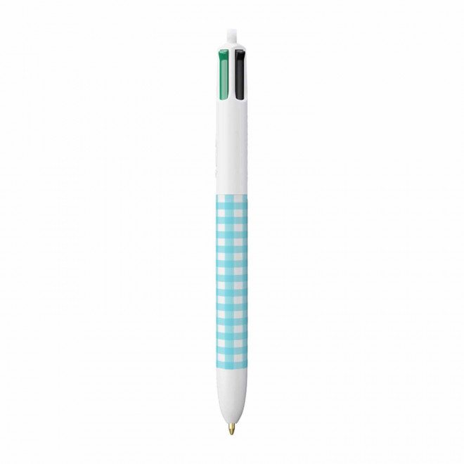 STYLO BIC® PERSONNALISABLE '4 COULEURS VICHY' - bleu clair