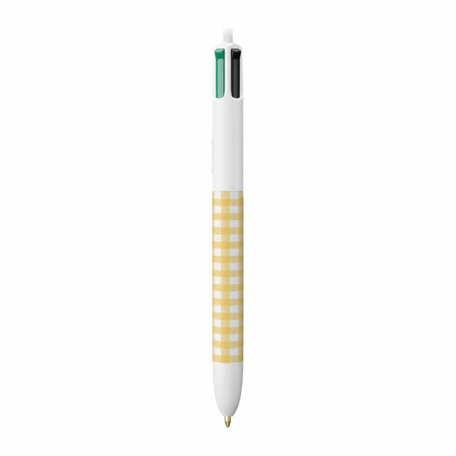 STYLO BIC® PERSONNALISABLE '4 COULEURS VICHY' - jaune
