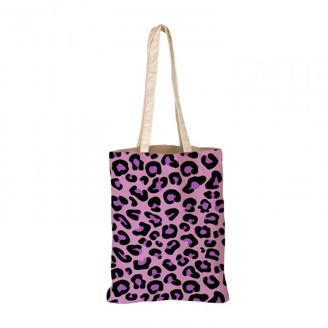 TOTE BAG IMPRESSION LEOPARD PERSONNALISABLE 'TICTOC' - violet