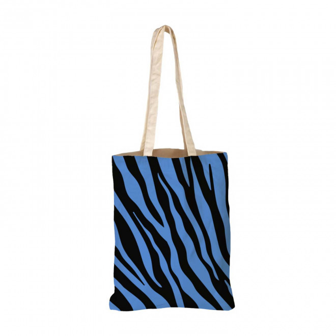 TOTE BAG IMPRESSION ZEBRE PERSONNALISABLE 'TICTOC' - bleu