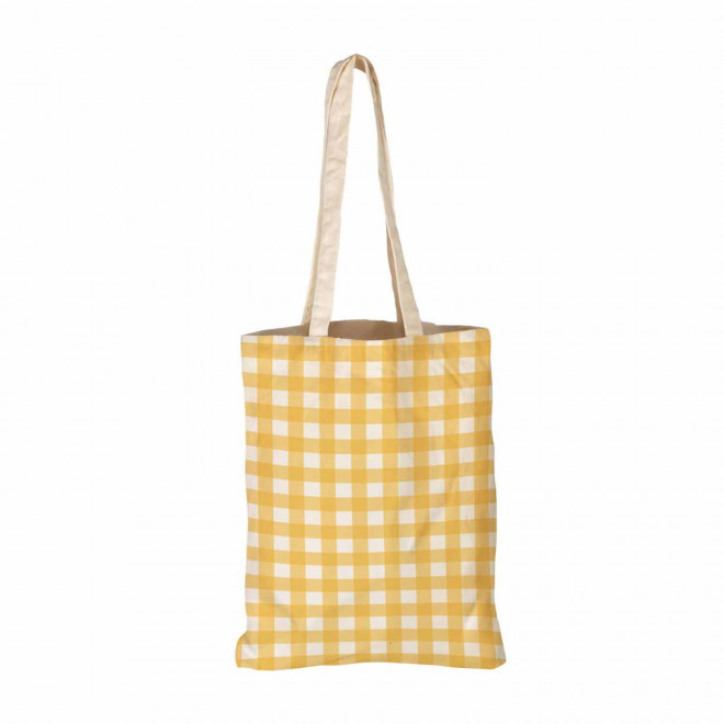 TOTE BAG IMPRESSION VICHY PERSONNALISABLE 'TICTOC' - jaune