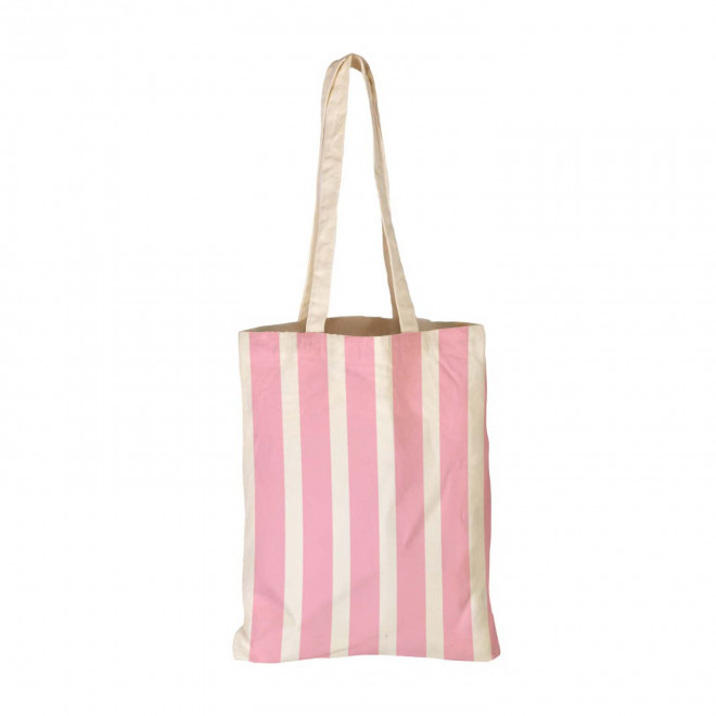 TOTE BAG IMPRESSION PETITE RAYURE PERSONNALISABLE 'TICTOC' - rose