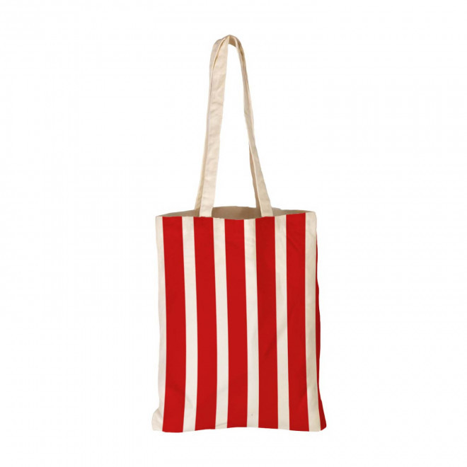 TOTE BAG IMPRESSION PETITE RAYURE PERSONNALISABLE 'TICTOC' - rouge