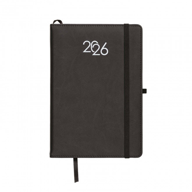 AGENDA JOURNALIER PERSONNALISABLE PU THERMOCOLLE 'LUGGI' - noir