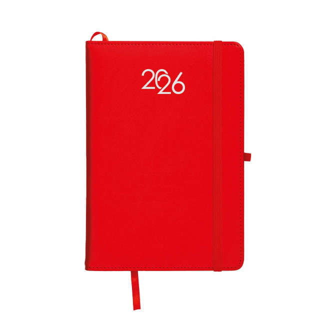 AGENDA JOURNALIER PERSONNALISABLE PU THERMOCOLLE 'LUGGI' - rouge
