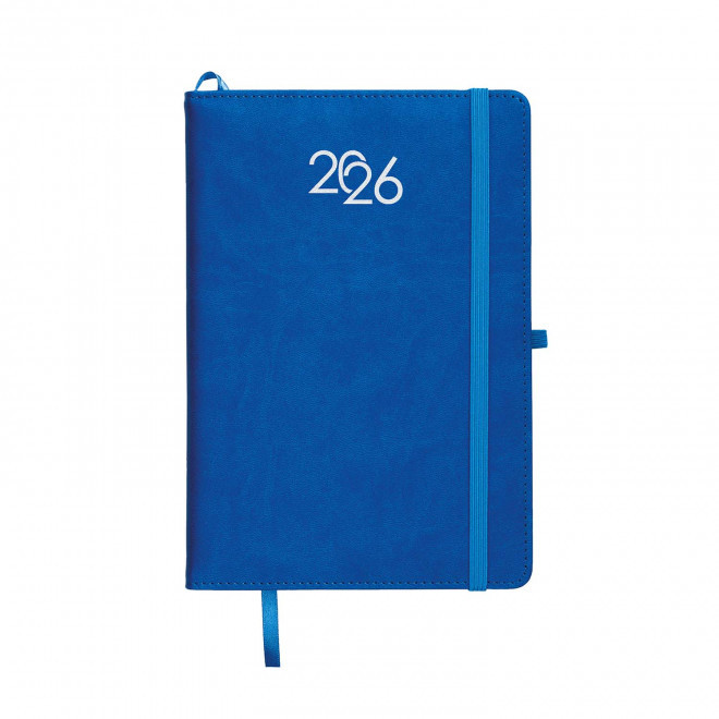 AGENDA JOURNALIER PERSONNALISABLE PU THERMOCOLLE 'LUGGI' - bleu royal
