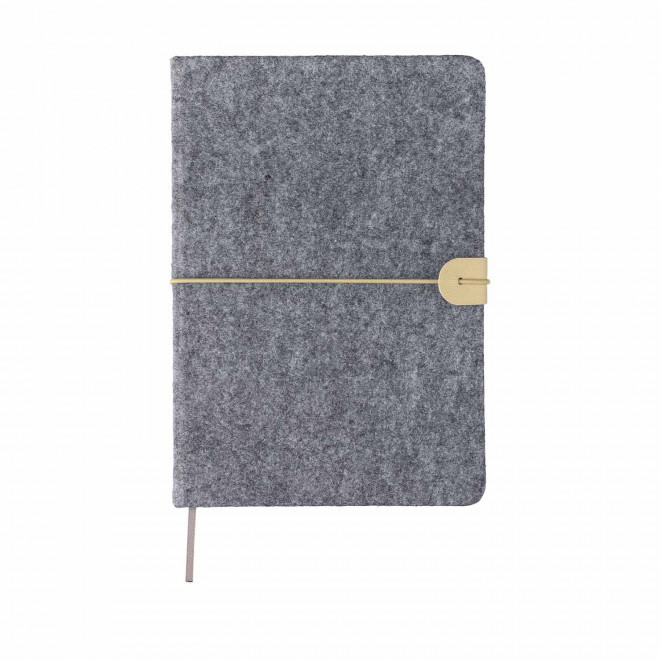 CARNET A5 EN FEUTRINE RECYCLE PERSONNALISABLE 'PEA' - gris