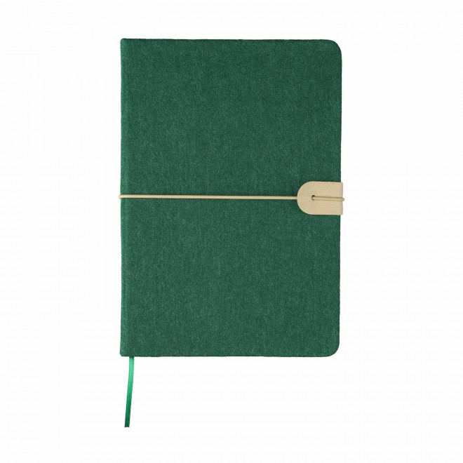 CARNET A5 EN FEUTRINE RECYCLE PERSONNALISABLE 'PEA' - vert