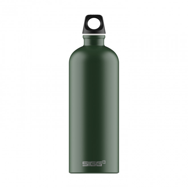 GOURDE EN ALUMINIUM SIGG 1L PERSONNALISABLE 'TRAVELLER' - vert foncé mat