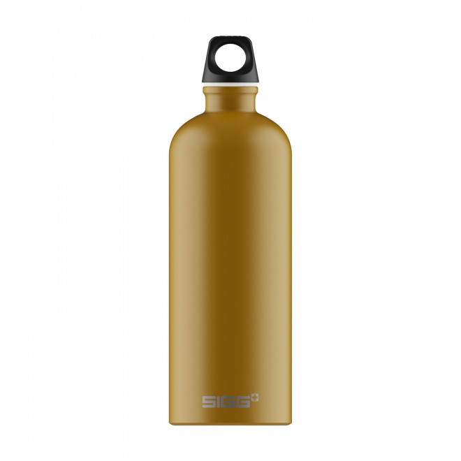 GOURDE EN ALUMINIUM SIGG 1L PERSONNALISABLE 'TRAVELLER' - moutarde mat