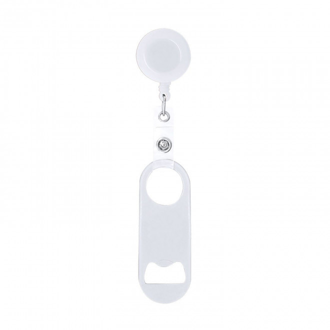 PORTE CLES DECAPSULEUR DEROULEUR PERSONNALISE 'FALY' - blanc