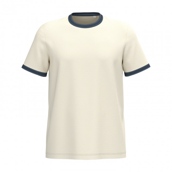 TEE-SHIRT CONTRASTE HOMME PERSONNALISABLE 'RINGA' - blanc/bleu marine