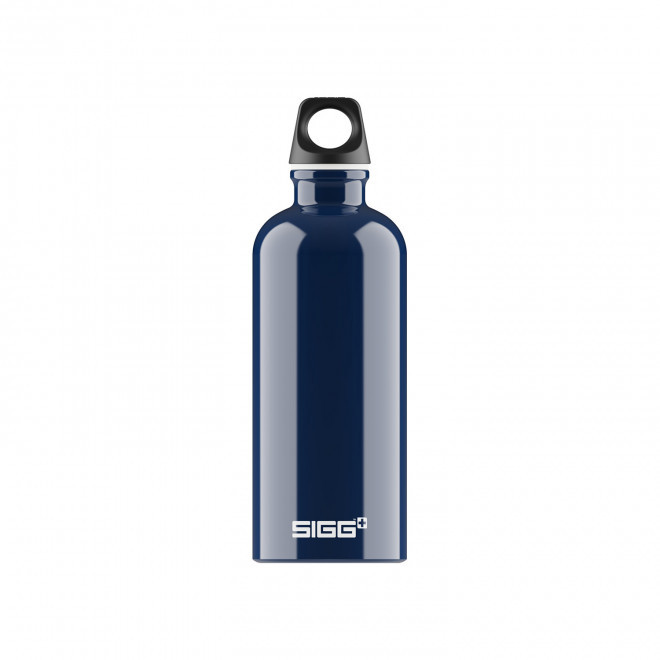GOURDE EN ALUMINIUM SIGG 600ML PERSONNALISEE 'TRAVELLER' - bleu marine brillant