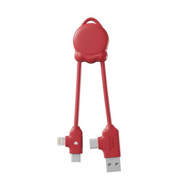 CABLE DE CHARGE PERSONNALISABLE 'OCTOMINI' - rouge