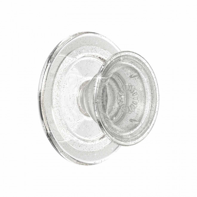 SUPPORT TELEPHONE PERSONNALISABLE 'POPGRIP MAGSAFE' - pailleté transparent