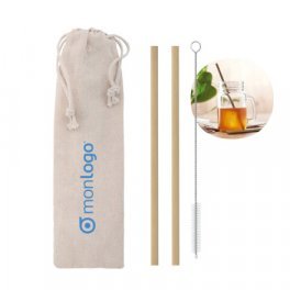 SET DE 2 PAILLES EN BAMBOU RÉUTILISABLES PUBLICITAIRE 'RIPAILLES'
