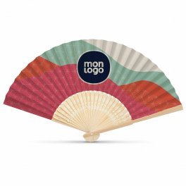 ÉVENTAIL PERSONNALISÉ EN BAMBOU ET PAPIER 'FANNY BAMBOU QUADRI'