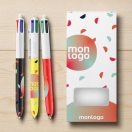 PACK PERSONNALISABLE 3 STYLOS 4 COULEURS BIC® 'STYLBOX'