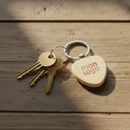 PORTE CLES EN BOIS PERSONNALISABLE 'WOODIE COEUR'