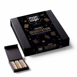 COFFRET PERSONNALISÉ DE 24 CARRÉS DE CHOCOLAT 5G ASSORTIS LPCC® 'DÉGUSTATION'