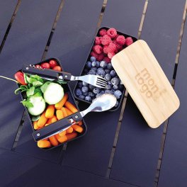 LUNCH BOX AVEC COUVERCLE EN BAMBOU PERSONNALISABLE 'FOOD'