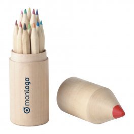 SET DE 12 CRAYONS DE COULEUR EN BOIS PERSONNALISABLE 'ZOE'