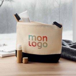 TROUSSE DE TOILETTE PUBLICITAIRE EN COTON BICOLORE 'MELLY'