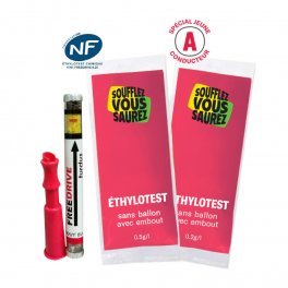 ÉTHYLOTEST SANS BALLON AVEC EMBOUT PERSONNALISÉ 'DRIVECARE'