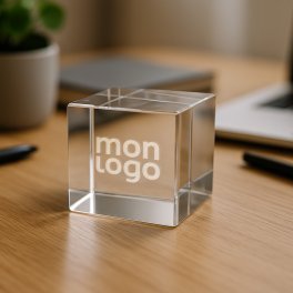 TROPHEE EN VERRE PERSONNALISE 'OWARD CUBE 6 CM'