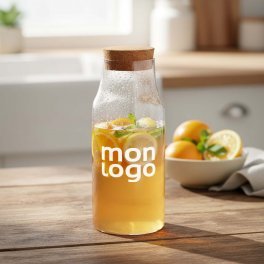 CARAFE PERSONNALISABLE EN VERRE AVEC BOUCHON LIEGE 'JUCY'