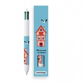 BOITE PERSONNALISABLE 1 STYLO BIC 4 COULEURS 'ALSACE'