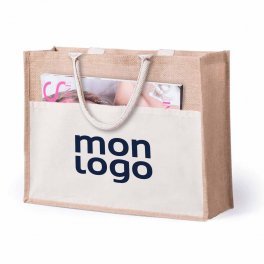 SAC EN JUTE ET TOILE PERSONNALISABLE 'FIORA'