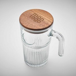 MUG VERRE NERVUREE PERSONNALISE 450ML 'VIVIANE'